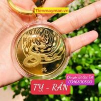 Móc Khóa 12 Con Giáp Đồng Xu Phong Thủy May Mắn - Tỵ - Rắn