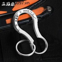 Móc khóa bằng gỗ ba lưỡi Móc khóa bằng thép không gỉ Móc khóa nam Công cụ khóa xe hơi Khóa an toàn ngoài trời Carabiner
