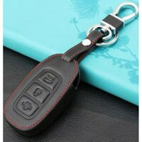 Moc khóa bao da có logo kim loại hãng xe dành cho Hyundai kona, accent, santafe 2019-2020 bản chìa thông minh