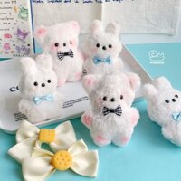 Móc khóa bông Gấu Thỏ đeo nơ (10cm)
