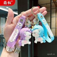 Móc khóa búp bê cao su mềm hoạt hình sáng tạo cho phụ nữ, móc khóa xe hơi hình kỳ lân dễ thương, quà tặng túi xách