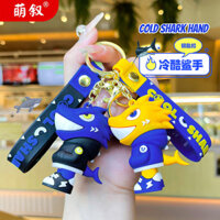 Móc khóa cá mập hoạt hình sáng tạo cho nam, mặt dây chuyền túi xách thời trang búp bê 3D, móc khóa xe tinh tế, trang trí treo nhỏ