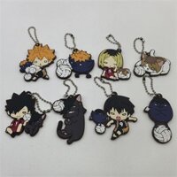 Móc khóa cao su Haikyuu độc quyền Nhật Bản Hinata, Kuroo, Kenma, Kageyama Chibi chính thức Merch