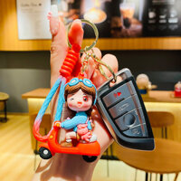 Móc Khóa Cặp Đôi Lái Xe Dây Treo Key Chain Đeo Ba lô Cặp Táp Túi Xách Hàng Chính Hãng - Girl xe đỏ