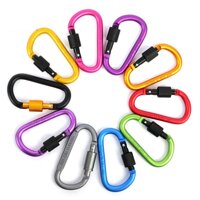 Móc khóa Carabiner hình chữ D bằng hợp kim nhôm, móc khóa du lịch đa năng nhiều màu sắc. - Đen