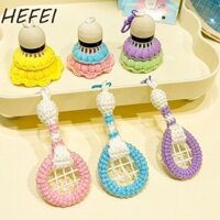 Móc khóa cầu lông dệt kim HEFEI, Mặt dây chuyền túi vợt cầu lông Battledore, Móc khóa Mini ngộ nghĩnh Cặp đôi sáng tạo