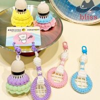Móc khóa cầu lông dệt kim BLISS, Mặt dây chuyền túi vợt cầu lông Battledore, Móc khóa Mini ngộ nghĩnh Phụ kiện treo sáng tạo