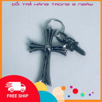 Móc khoá chrome heart mạ bạc cross x dagger fullbox.