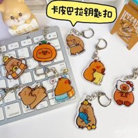 Móc khóa chuột lang cao cấp, móc khóa capybara dễ thương, quà tặng nhỏ hài hước, mặt dây chuyền acrylic hai mặt