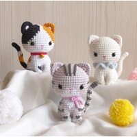 Móc Khoá Con Mèo Nhồi Bông Bằng Len - Thú Bông Len Handmade Đan Móc Thủ Công Bằng Tay
