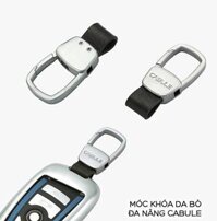 Móc Khóa Da Bò CABULE Cao Cấp, Móc Chìa Khóa Đa Năng Thiết Kế Thanh Lịch, Sang Trọng - màu bạc