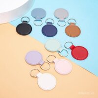 Móc khóa da PU sáng tạo vintage, móc khóa tròn giả da, phụ kiện túi, mặt dây chuyền, móc khóa xe hơi