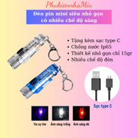 Móc Khóa Đèn Pin LED Mini S11 M300 Siêu Sáng Chống Nước Đa Chức Năng Sạc Type C Tiện Dụng