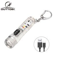 Móc Khóa Đèn Pin LED Mini Không Thấm Nước Sạc USB EDC