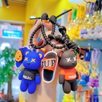 Móc khóa dép gấu thời trang, mặt dây chuyền cao su mềm, móc khóa cặp đôi, charm túi gấu bạo lực, quà tặng tinh tế