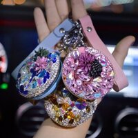 Móc Khóa Đính Đá Ngũ Sắc Có Gương Mini Đính Đá Cao Cấp Làm Phụ Kiện Quà Tặng, Dây Treo Balo Túi Xách Ví Cầm Tay