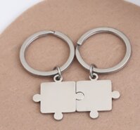 Móc khóa đôi kim loại mảnh ghép tình yêu khắc tên