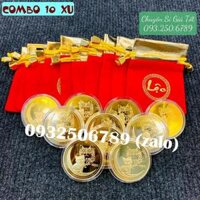Móc Khóa Đồng Xu Hình Con Mèo - Mão , mặt chữ Lộc chiêu tài , quà tặng Tết Quý Mão - 10 Xu Mèo  TÚI LỘC