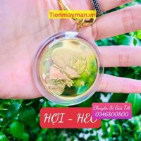 Móc Khóa Đồng Xu Khắc Hình 12 Con Giáp Phong Thủy May Mắn, Chất Liệu Niken Mạ Vàng Sáng Bóng - HỢI - HEO