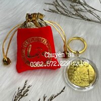 Móc khóa Đồng Xu Phong Thủy Thần Tài - Cá chép - Quà tặng phong thủy cầu bình an Tặng Kèm Túi Phúc - Lộc Đỏ Phong Thủy May Mắn - xu thần tài túi lộc