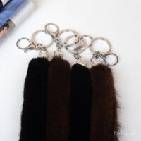 Móc khóa đuôi chồn, phụ kiện túi xách, móc khóa lông thú cho phụ nữ, móc khóa lông cáo