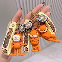 Móc khóa Garfield dễ thương sáng tạo, móc khóa cặp đôi tinh tế, móc khóa ba lô, móc xe nhỏ, móc khóa cao su mềm bán buôn