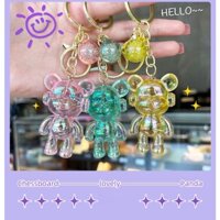 Móc khóa gấu BearBrick hot trend đẹp lỗng lẫy gây nghiện phụ kiện dây đeo móc xe túi ví balo -  Mẫu 1  Tím trong