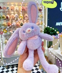 Móc Khóa Gấu Bông Thỏ Tai Dài Kéo Thả Hottrend Đeo Balo Túi Xách Quà Tặng Hàng Chính Hãng - Tím