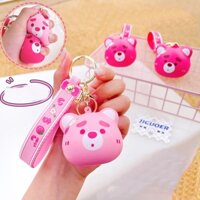 Móc Khóa Gấu Dâu Đàn Hồi Squishy Hottrend, Đeo Balo Túi Xách Hàng chính hãng - Hồng Nhạt