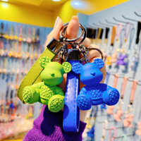 Móc khóa gấu tre đan, móc khóa xe hơi thời trang cao cấp cho nam, búp bê tinh xảo, mặt dây chuyền túi xách, móc khóa nữ