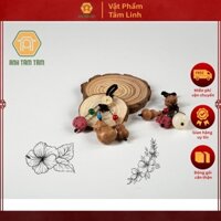 🍁Móc khóa gỗ Đào, đá Chu Sa thu hút tài lộc