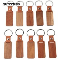 Móc khóa gỗ QUTZZMND, Da gỗ Gỗ chưa hoàn thiện, Móc khóa da gỗ hình chữ nhật Quà tặng khắc DIY