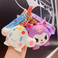 Móc khóa gương Sanrio Kuromi mới thời trang, quà tặng túi gương di động cho cô gái