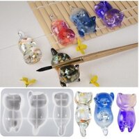 Móc khóa hình mèo nằm 3D bằng nhựa DIY thủ công Duoduo Le, giá đỡ bút, đồ trang trí bằng thạch cao, khuôn silicone
