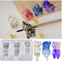 Móc khóa hình mèo nằm 3D bằng nhựa DIY thủ công Duoduo Le, giá đỡ bút, đồ trang trí bằng thạch cao, khuôn silicone