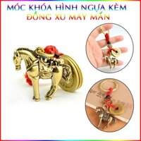 Móc Khoá Hình Ngựa Kèm Đồng Xu Mã Đáo Thành Công May Mắn, Tài Lộc