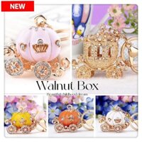 Móc khóa hình quả bí ngô hoạt hình đính đá xinh xắn nhiều màu tùy chọn