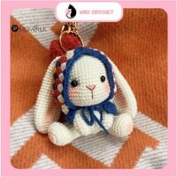 Móc khóa len handmade bé thỏ đội mũ len, móc khóa len dễ thương, thú len bằng len handmade tặng người yêu_Miiucrochet
