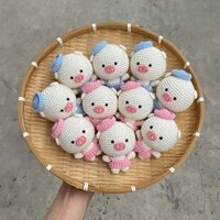 Móc khóa len heo ngủ mập ú dễ thương handmade dùng làm quà tặng sinh nhật - Quỳnh Workshop