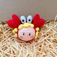 Móc khóa len mochi cua đỏ mới chín dễ thương handmade - Quỳnh Workshop