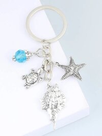 Móc khóa mặt dây chuyền sao biển và ốc xà cừ