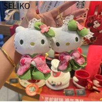 Móc khóa mèo con SELIKO, Matcha Kimono mềm mại sang trọng Hello Kitty Pendent, Phụ kiện túi Kawaii Nhồi bông Túi Sanrio Mặt dây chuyền Quà tặng