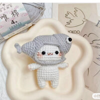 móc khoá mèo mũ cá/mèo len handmade treo túi xách