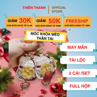 MÓC KHÓA MÈO THẦN TÀI ÔM VÀNG XOAY CHUYỂN VẬN HẠN - MTT078 - 2 CÁI/ SET