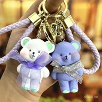 Móc khóa nhồi bông gấu giỏ Periwinkle, cặp thỏ hoạt hình, phụ kiện túi tinh tế, quà tặng bán buôn