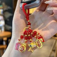 Móc khóa ô tô ba trong một cung hoàng đạo bằng đồng thau phong cách Trung Quốc Mặt dây chuyền nam nữ cao cấp Cặp đôi #YSK3.25#