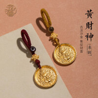 Móc khóa ô tô thần tài màu vàng may mắn, dây đeo điện thoại, trang trí bằng đồng mạ vàng, quà tặng nhỏ may mắn cho nam và nữ