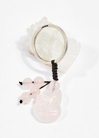 Móc khóa phong thủy đá thạch anh hồng hồ ly 2.5cm mệnh hỏa , thổ - Ngọc Quý Gemstones