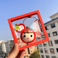 Móc khóa táo dễ thương đan thủ công len móc túi xách đồ trang trí túi dệt bình an vui vẻ Quà Tặng Giáng sinh 1RXH