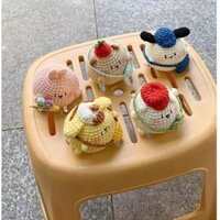 Móc khóa thú cưng gấu tuyết bằng len handmade thủ cônh